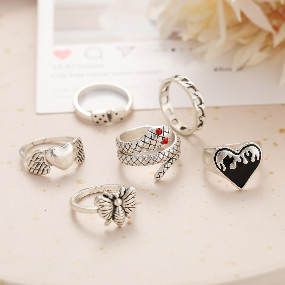 Ensemble de 6 bagues vintage p - Vintage Punk Knuckle Rings Set avis et prix