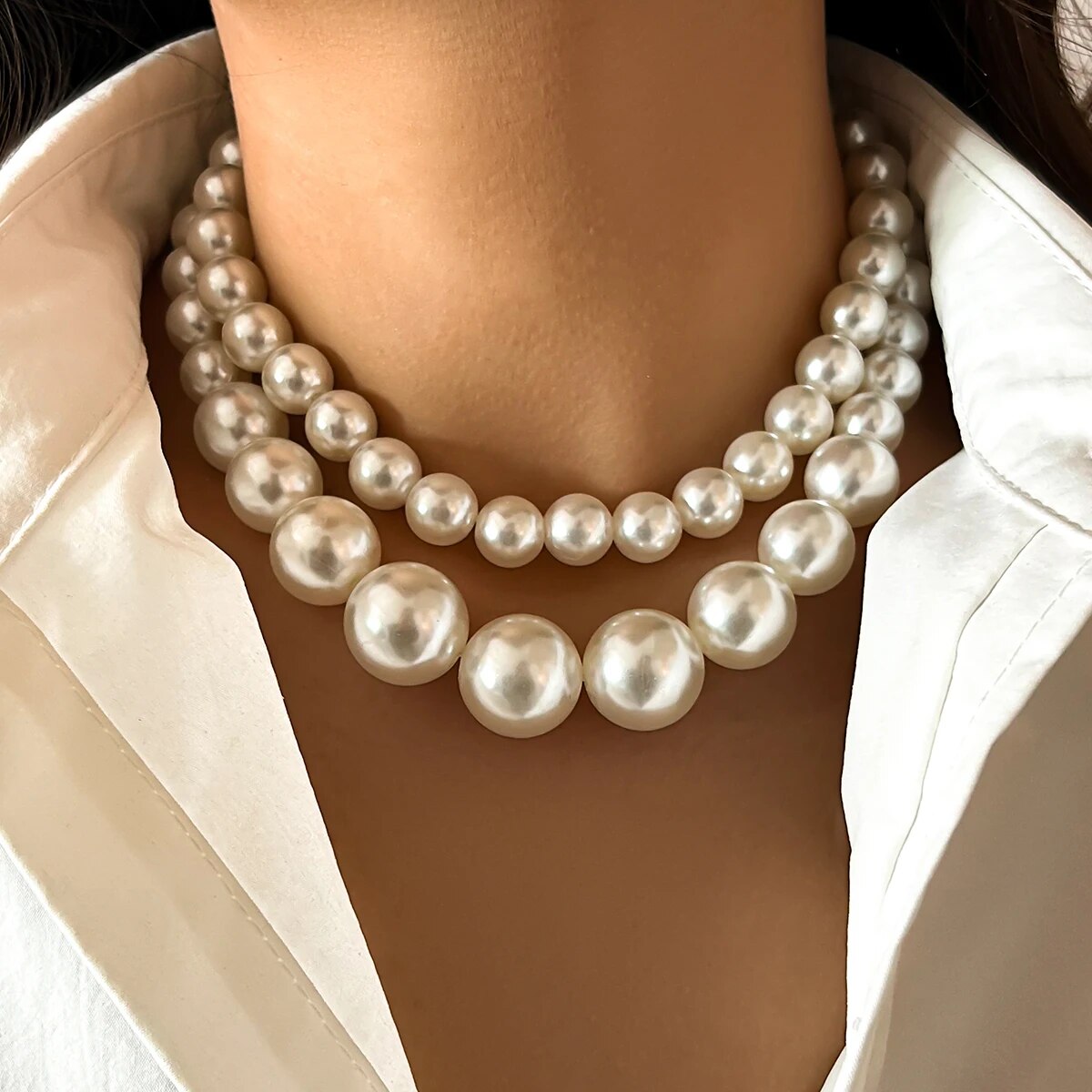 2 pièces/ensemble exagéré gran - Pearl Choker Necklace Vintage avis et prix