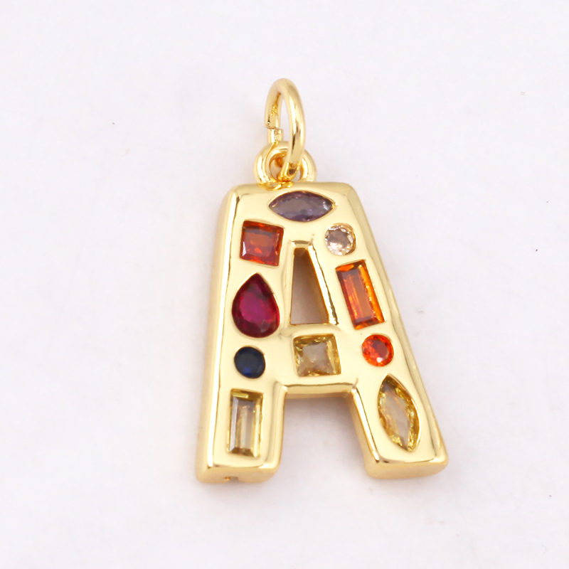 Mode coloré Zircon réel plaqué - Initial Letter Necklace 18K Gold avis et prix