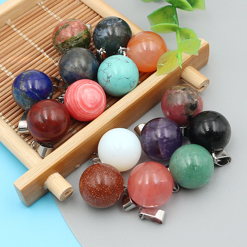 Pendentif rond en pierre natur - Crystal Pendant Necklace Natural Stone avis et prix