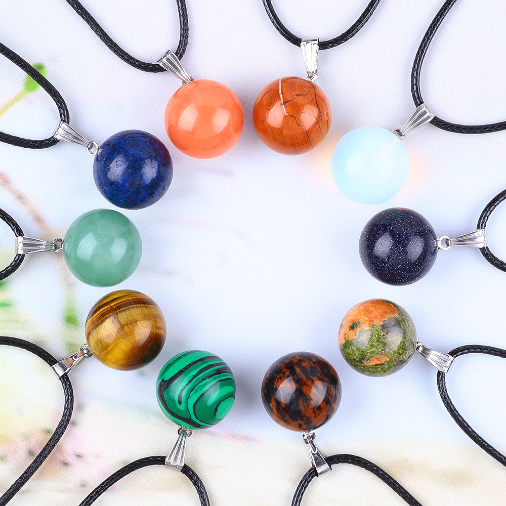 Pendentif rond en pierre natur - Crystal Pendant Necklace Natural Stone avis et prix