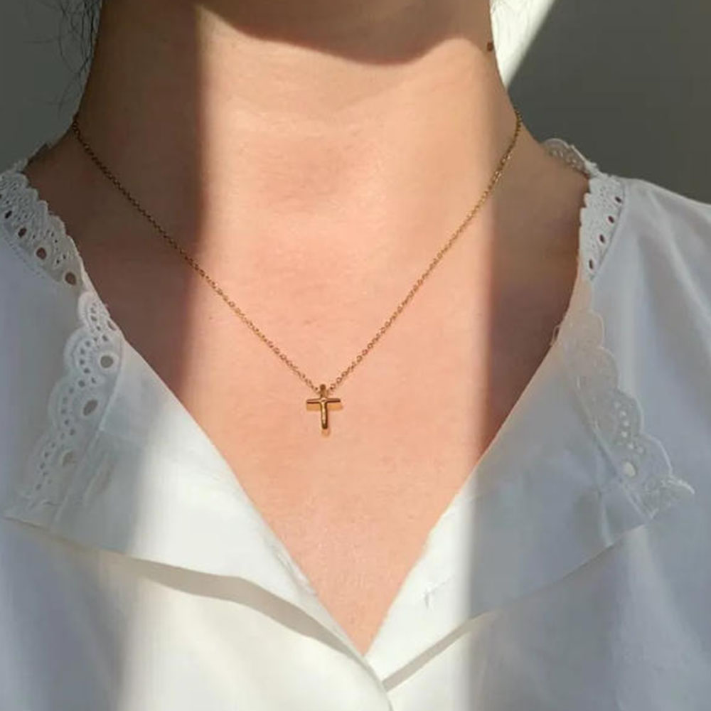Collier croix en or exquis, co - Cross Pendant Necklace Gold avis et prix
