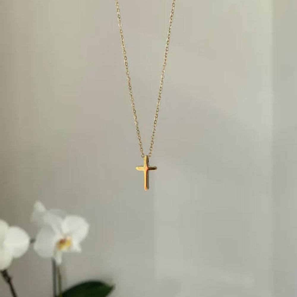 Collier croix en or exquis, co - Cross Pendant Necklace Gold avis et prix