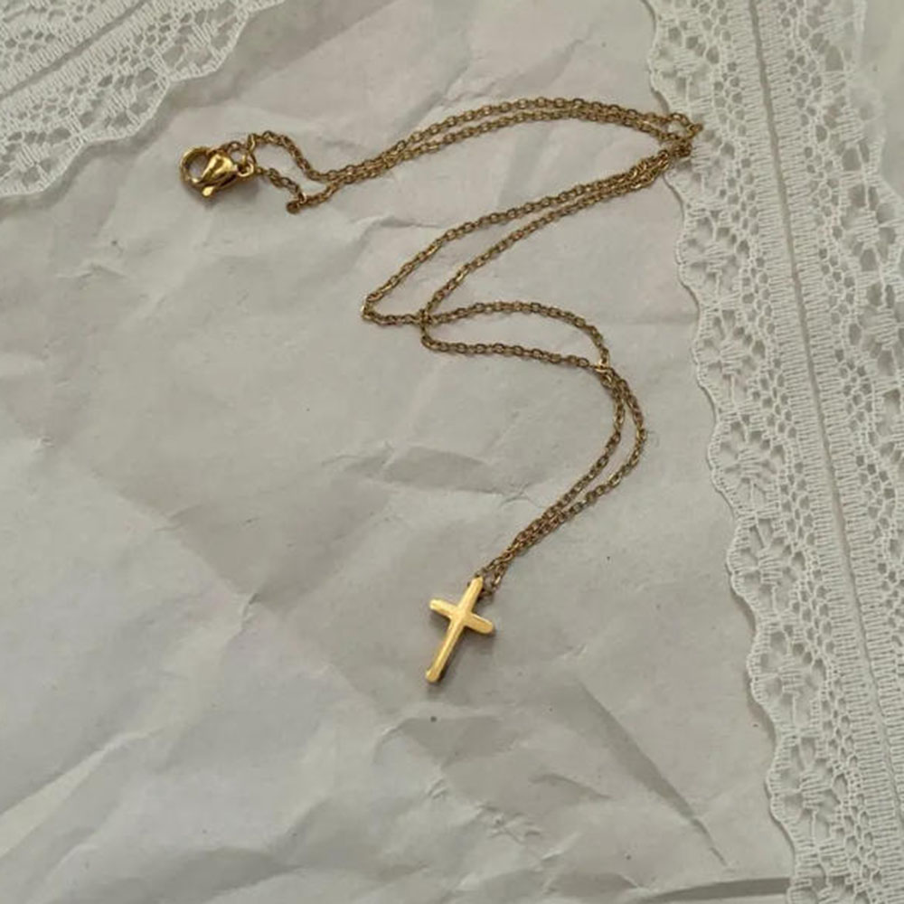 Collier croix en or exquis, co - Cross Pendant Necklace Gold avis et prix