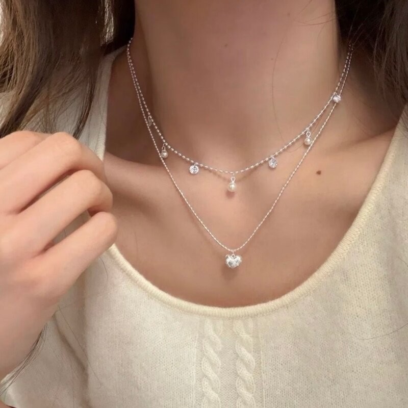 Collier ras du cou double couc - Layered Pendant Necklace Aesthetic avis et prix