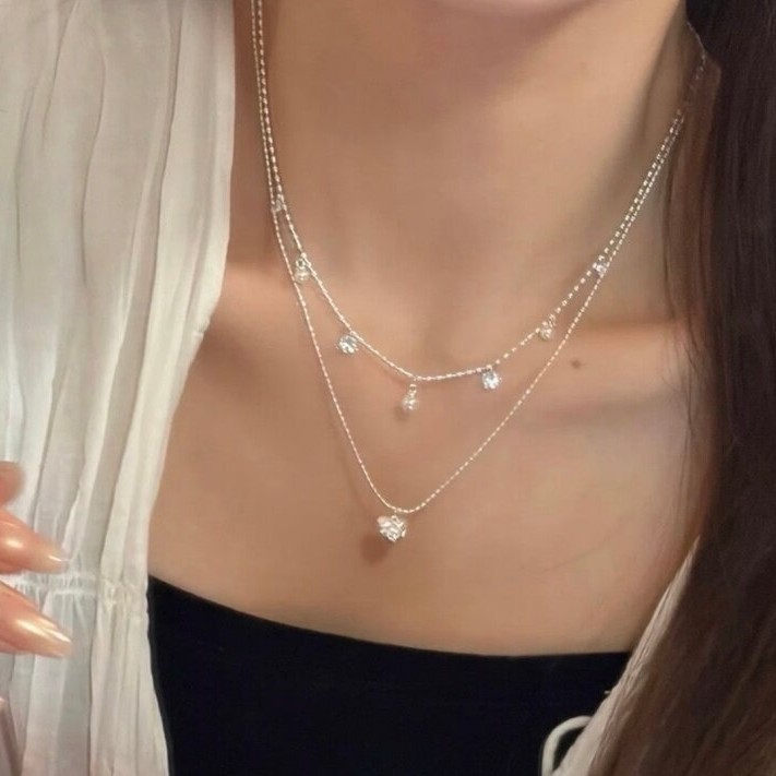 Collier ras du cou double couc - Layered Pendant Necklace Aesthetic avis et prix