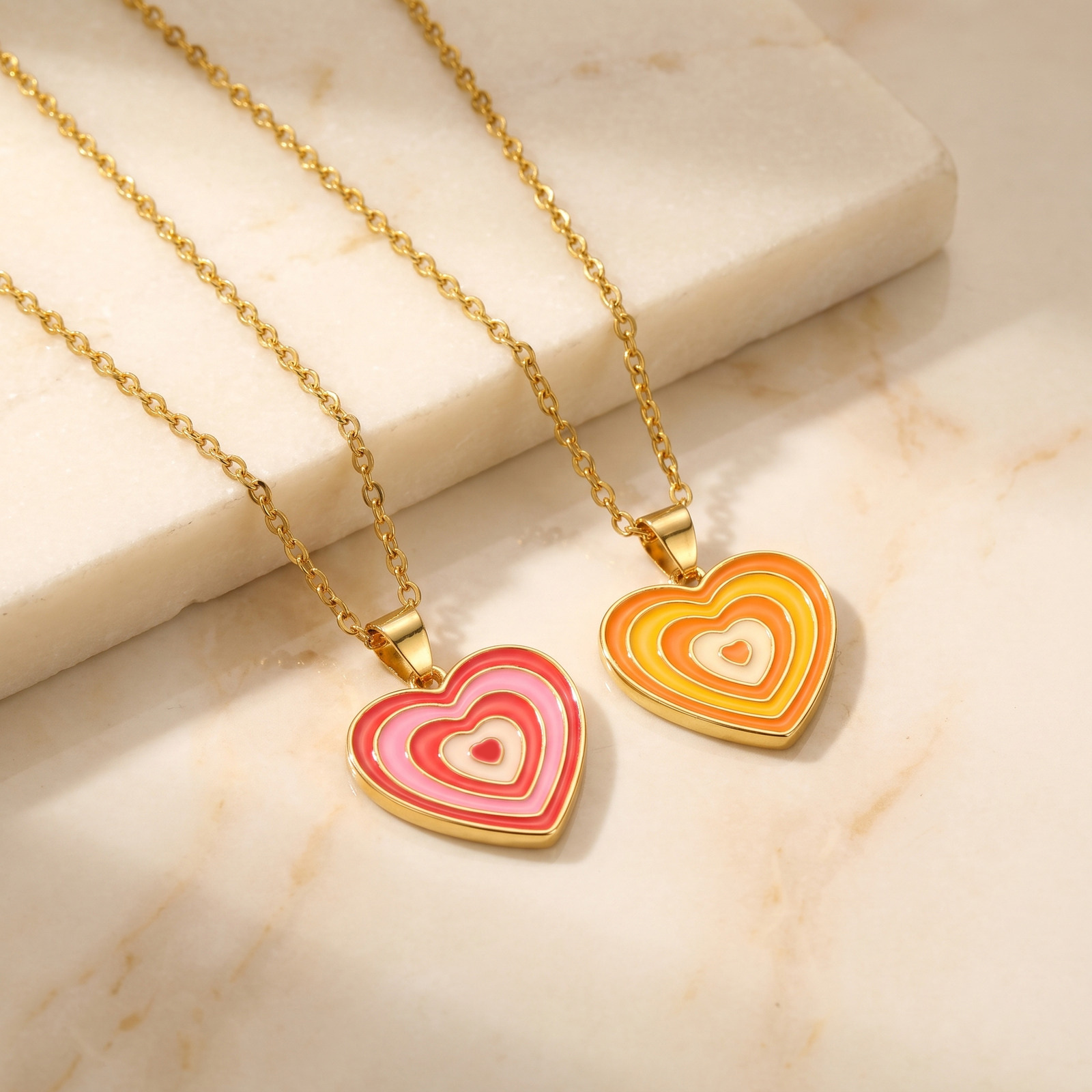 Collier pendentif cœur en émai - Layered Pendant Necklace Aesthetic avis et prix