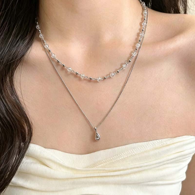 Collier ras du cou en cristal  - Layered Pendant Necklace Aesthetic avis et prix