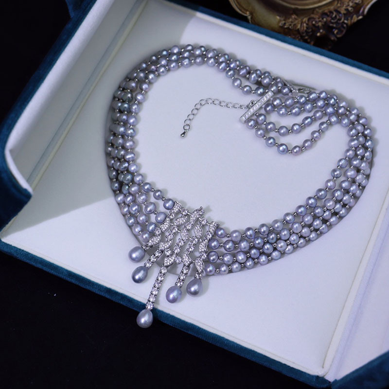Collier de perles d'eau douce, - Pearl Choker Necklace Vintage avis et prix