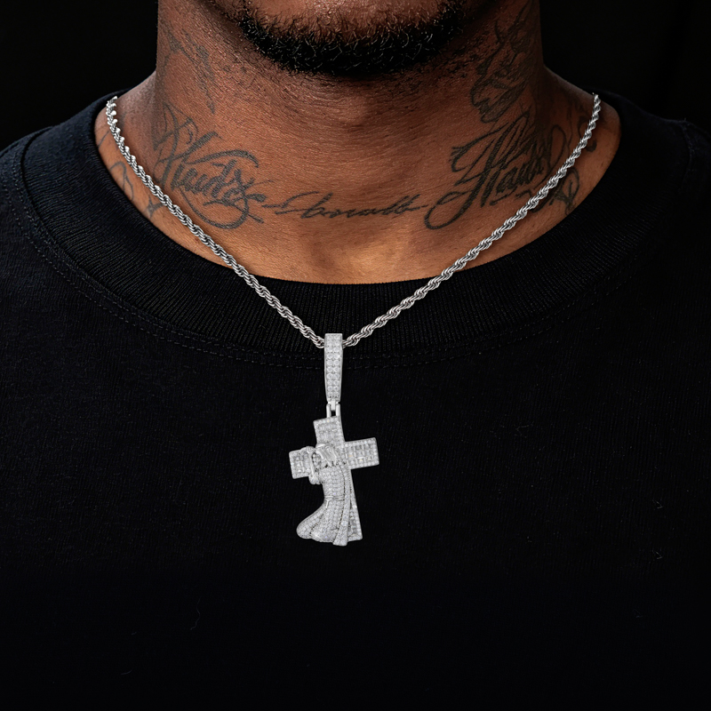 Pendentif croix Jésus en argen - 925 Sterling Silver Chain Necklace Men avis et prix