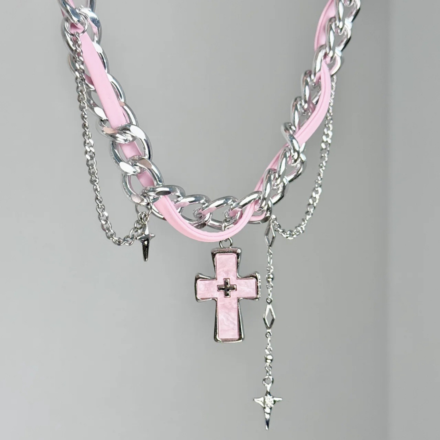 Collier ras du cou Y2K Grunge  - Layered Pendant Necklace Aesthetic avis et prix