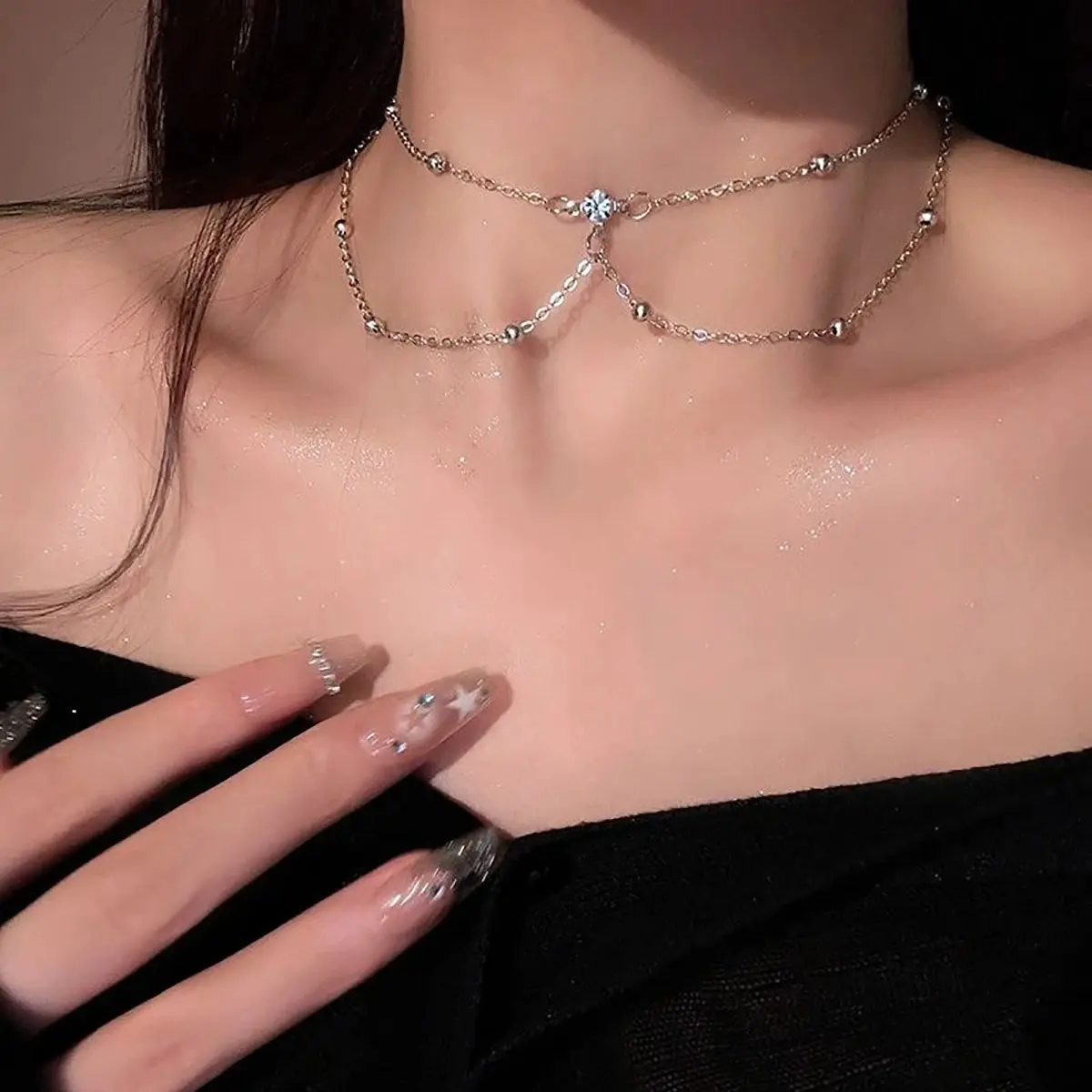 Bikini pendentif pompon biscui - Layered Pendant Necklace Aesthetic avis et prix