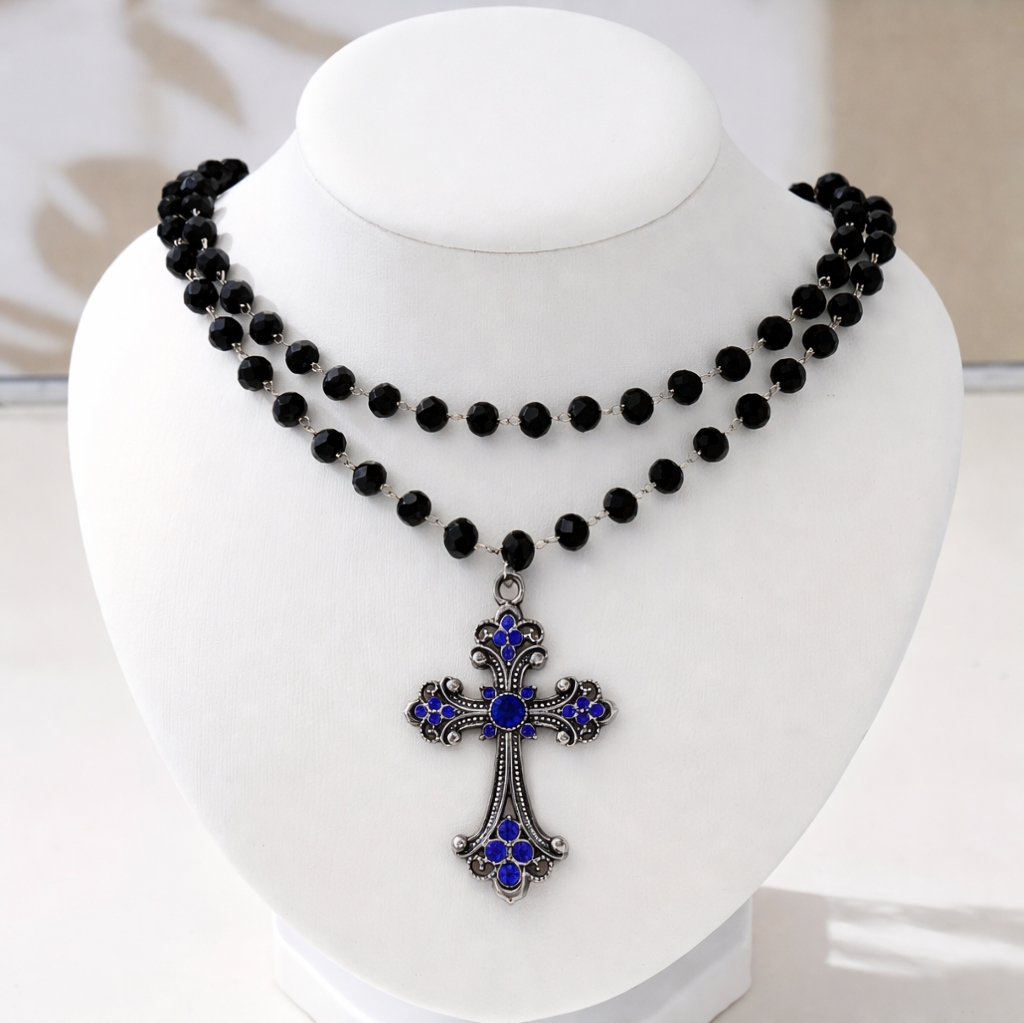 Collier croix superposé style  - Layered Pendant Necklace Aesthetic avis et prix