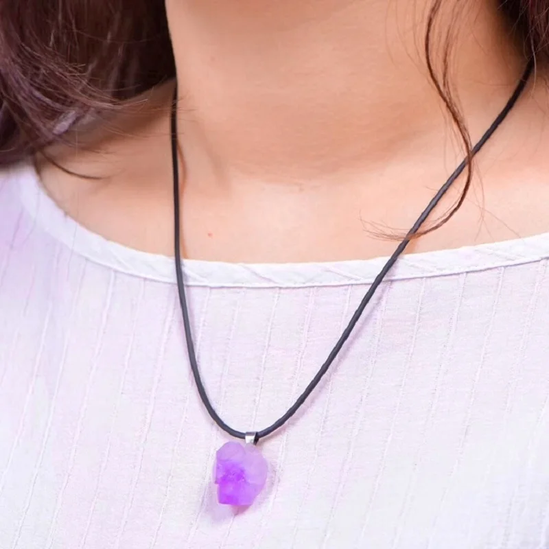 Collier de fleurs d'améthystes - Crystal Pendant Necklace Natural Stone avis et prix