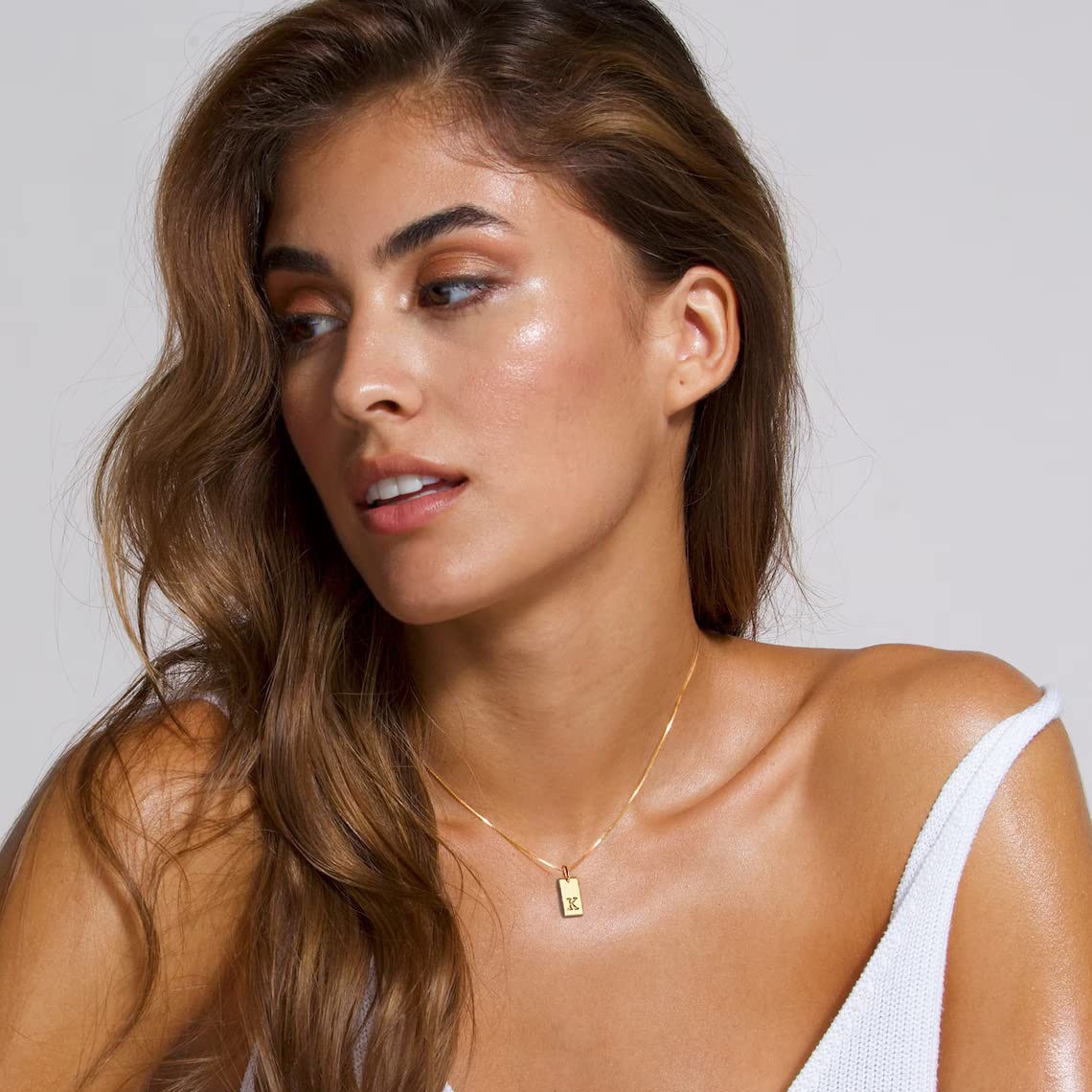Tiny Square 26 lettres initial - Initial Letter Necklace 18K Gold avis et prix