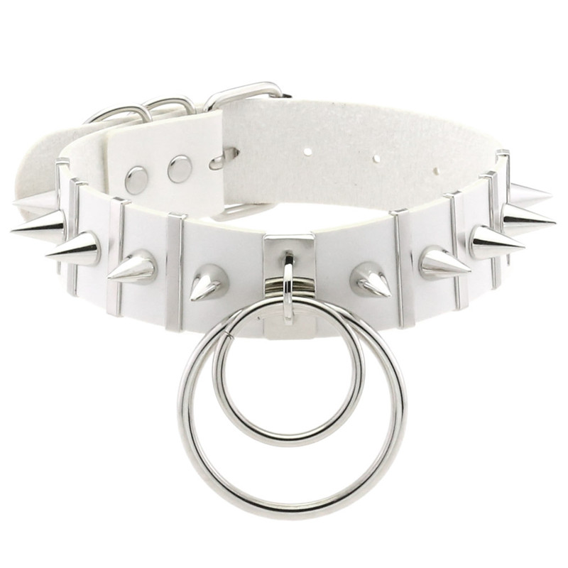 Collier tour de cou rose en cu - Goth Punk Spike Choker avis et prix