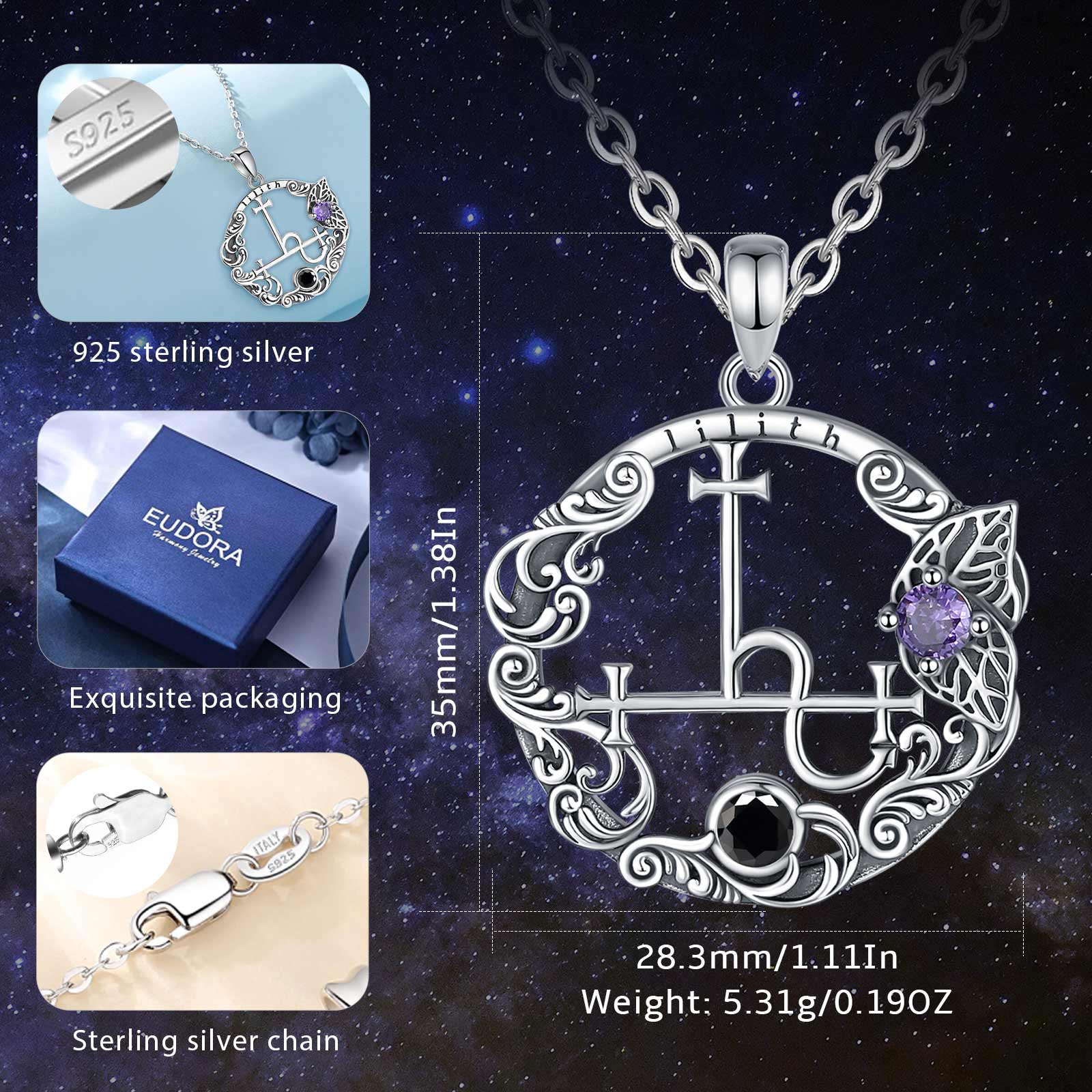 Eudora 925 argent Sterling Lil - 925 Sterling Silver Chain Necklace Men avis et prix