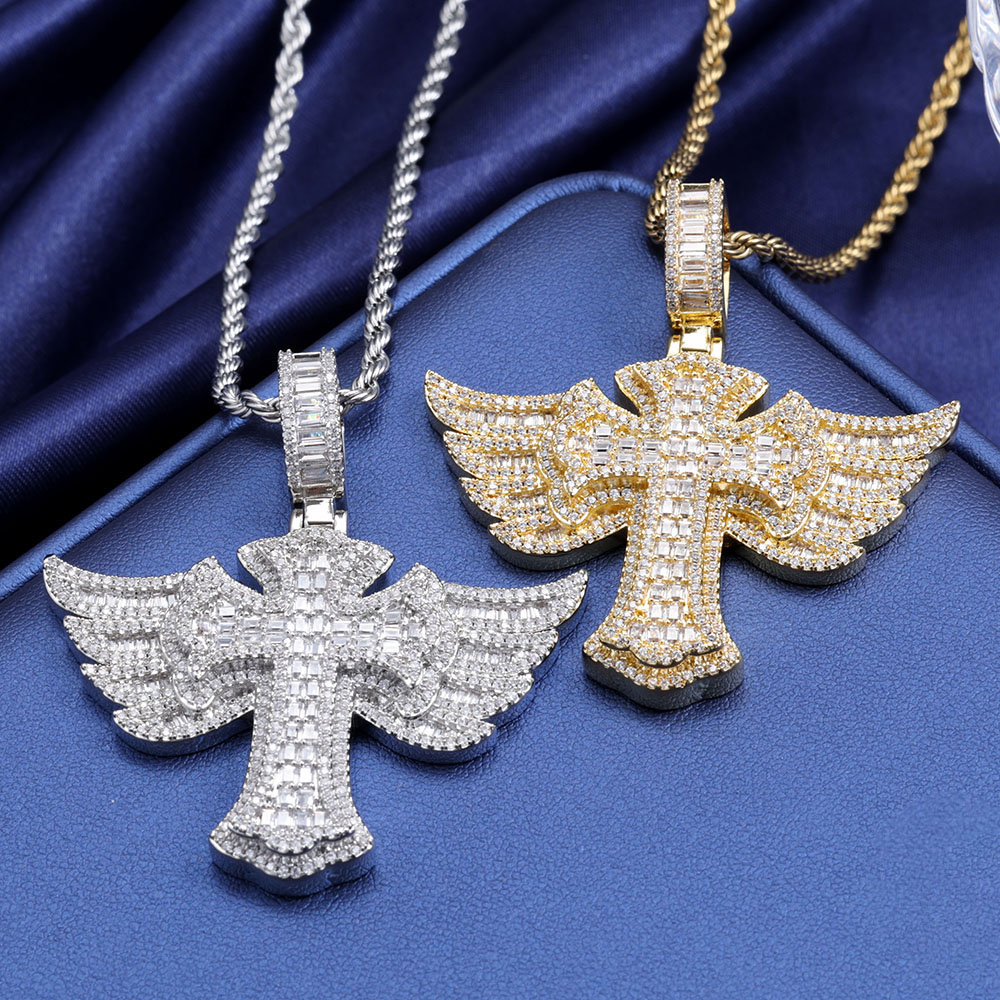 Hip Hop Full Diamond Plaqué Or - Cross Pendant Necklace Gold avis et prix
